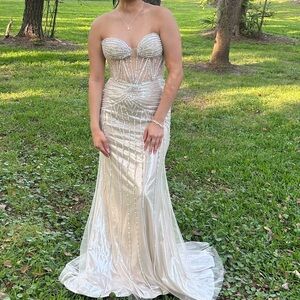 Stunning Strapless Beaded Prom Dress